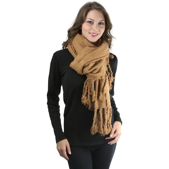 Women's Chunky Oversized Tasseled Blanket Scarf - Camel🫱 - Picture 1 of 5